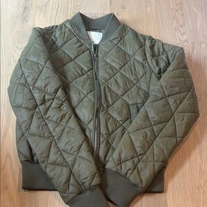 Altar'd State Khaki Quilted Bomber Jacket